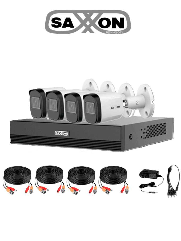Kit de cámaras de seguridad SAXXON 4 canales Full HD con DVR y 4 cámaras metálicas