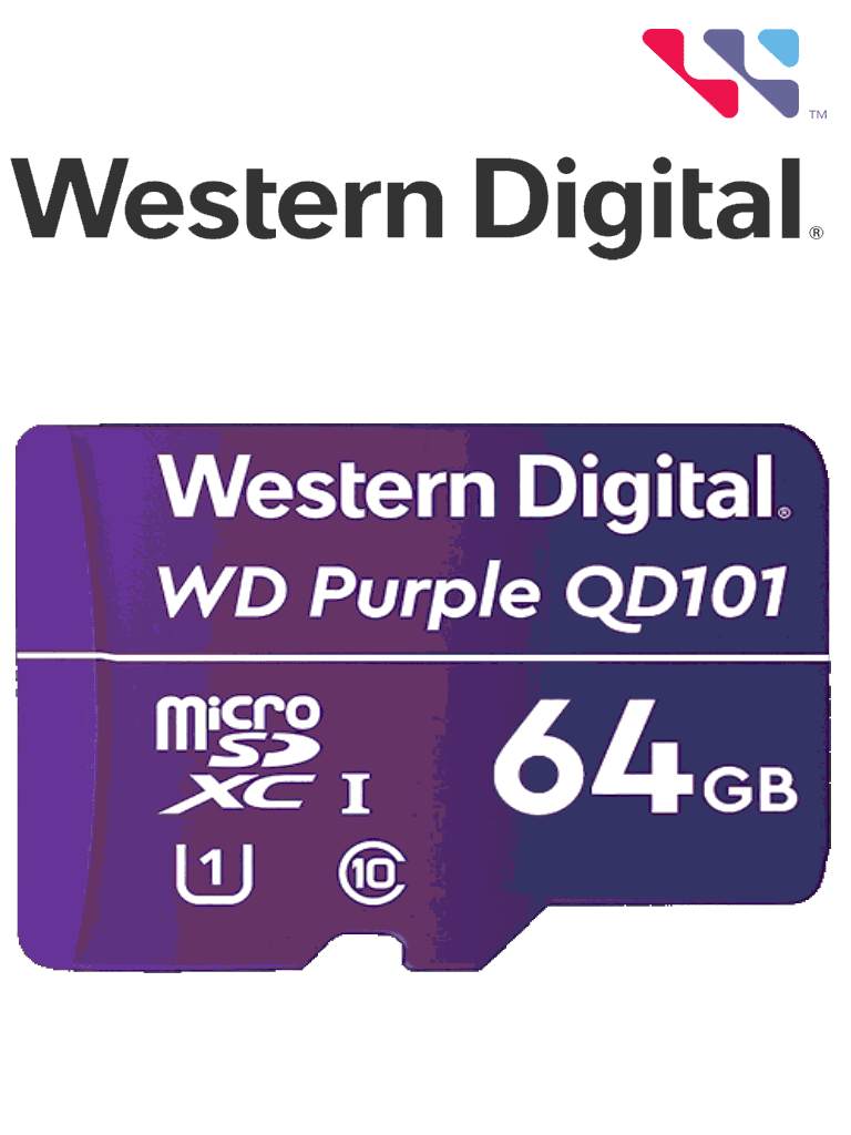 Memoria MicroSD 64GB WD Purple para Videovigilancia | Clase 10 U1, Alta Durabilidad 24/7, Compatible con Cámaras de Seguridad